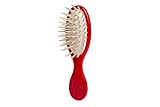 Tek cepillo para el pelo oval pequeño de madera de fresno, color rojo - Hecho a mano en Italia