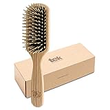Tek cepillo para el pelo rectangular de madera de fresno con púa corta - Hecho a mano en Italia