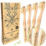 Nature Nerds - Cepillos de dientes de bambú en un set (pack de 4) / Dureza: Media