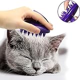 CELEMOON - Cepillo para Gatos, púas de Silicona Suave, Lavable, para masajear y Limpiar a tu Gato, Seguro y sin arañazos, Color Morado